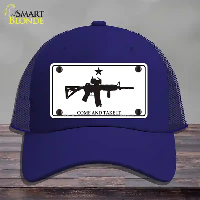 HAT18-MLP-12491 Come & Take It Novelty License Plate Hat, Mesh - Royal Blue