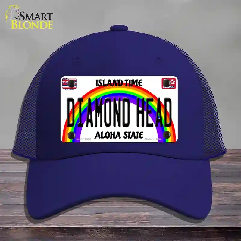 HAT18-MLP-12553 Diamond Head Hawaii Novelty License Plate Hat, Mesh - Royal Blue