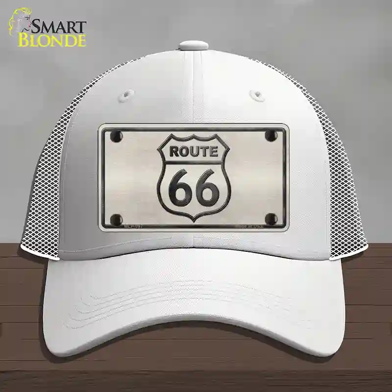 HAT19-MLP-097 Route 66 Shield White Novelty License Plate Hat, Mesh - White
