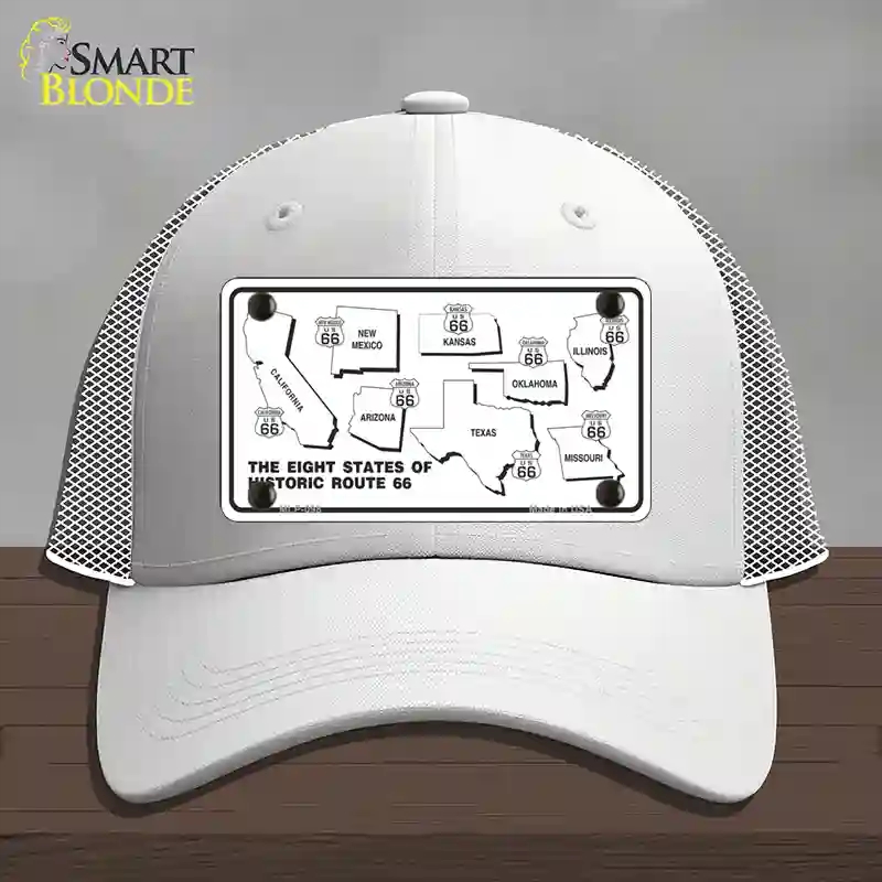 HAT19-MLP-098 Route 66 Historic States Novelty License Plate Hat, Mesh - White