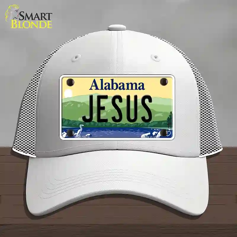 HAT19-MLP-10018 Jesus Alabama Novelty License Plate Hat, Mesh - White
