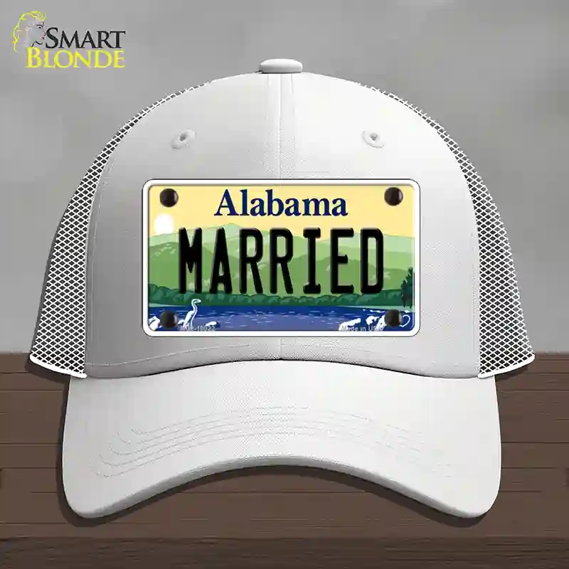 HAT19-MLP-10022 Married Alabama Novelty License Plate Hat, Mesh - White