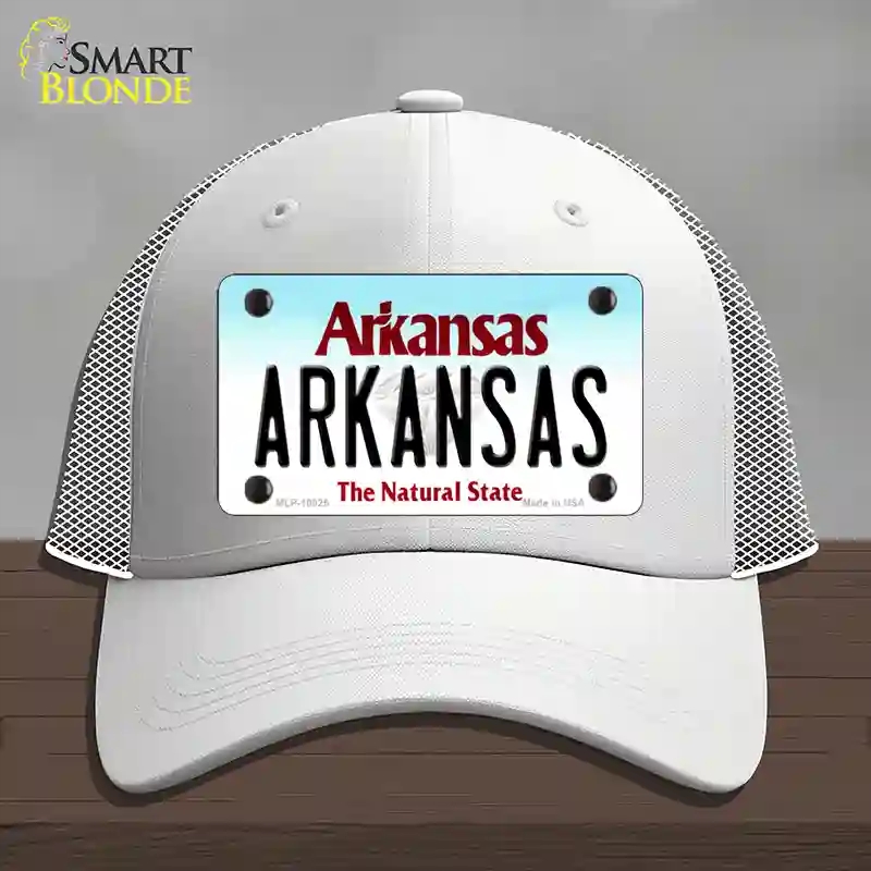 HAT19-MLP-10025 Arkansas Diamond Novelty License Plate Hat, Mesh - White