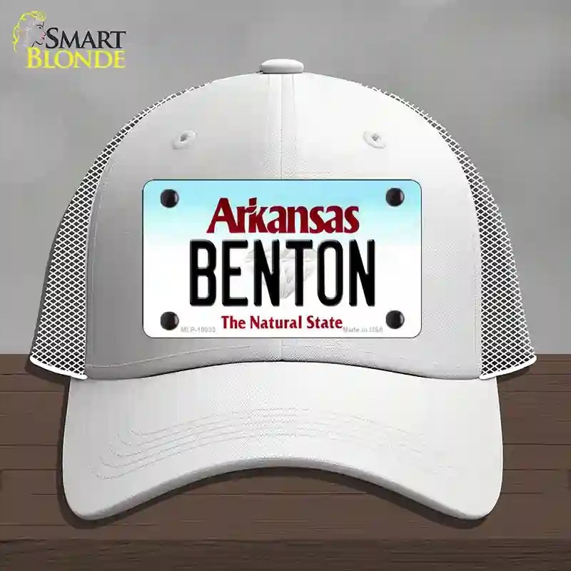 HAT19-MLP-10033 Benton Arkansas Novelty License Plate Hat, Mesh - White