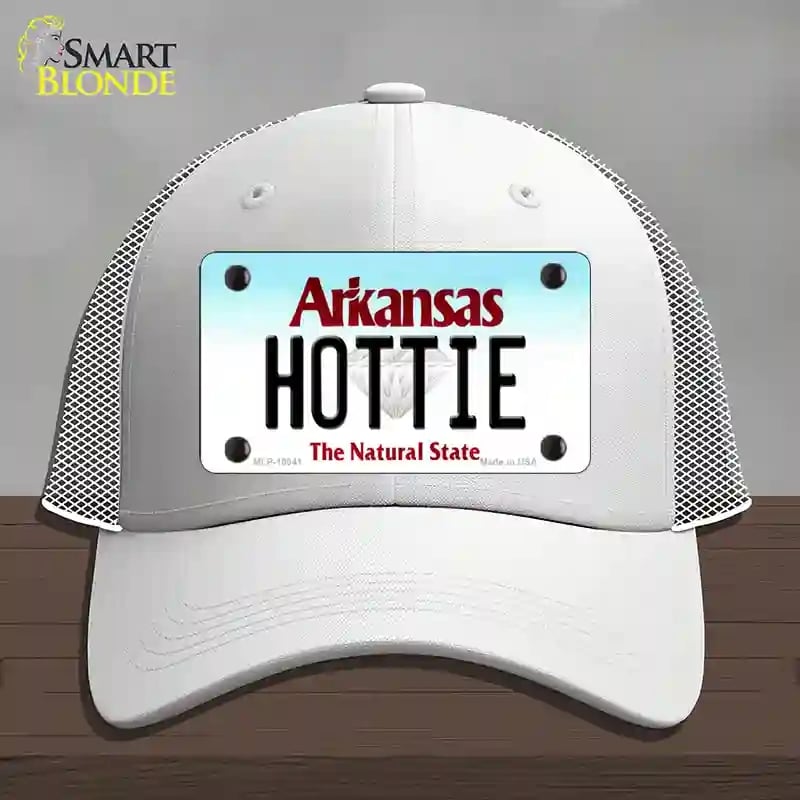 HAT19-MLP-10041 Hottie Arkansas Novelty License Plate Hat, Mesh - White