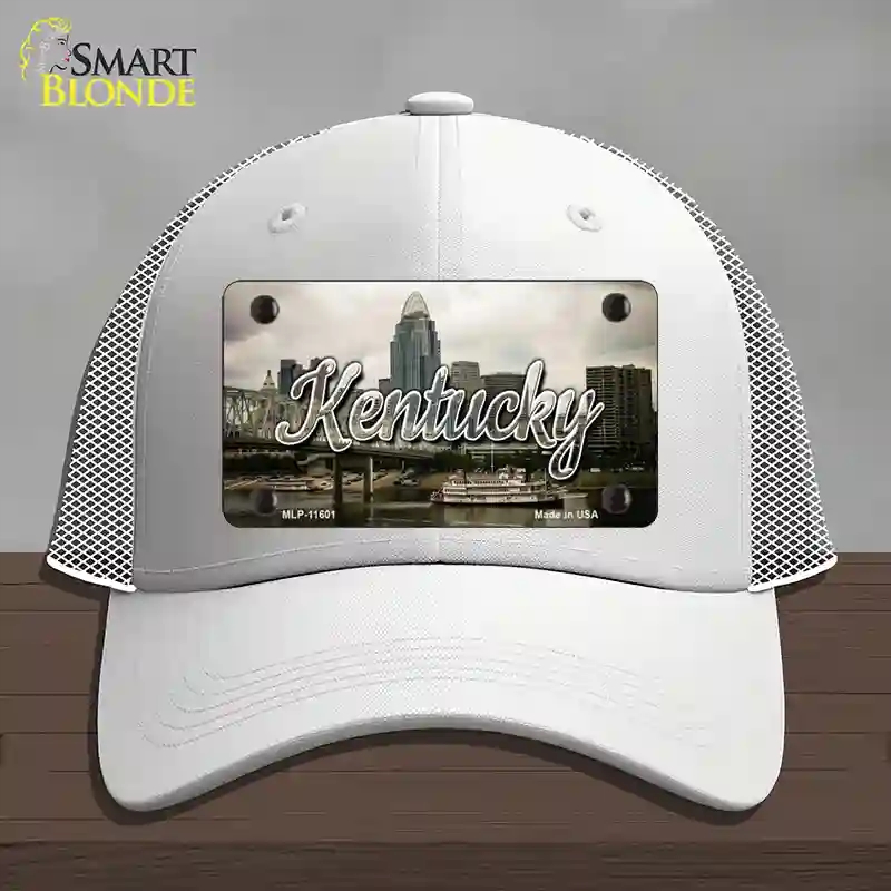 HAT19-MLP-11601 Kentucky City Skyline State Novelty License Plate Hat, Mesh - White