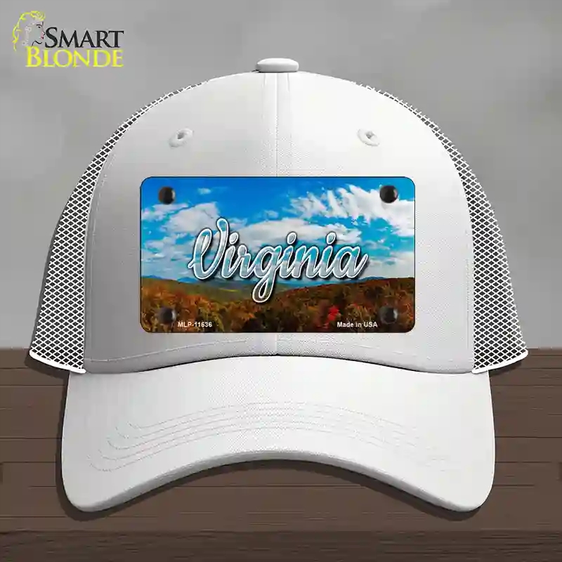 HAT19-MLP-11636 Virginia Mountain Range State Novelty License Plate Hat, Mesh - White