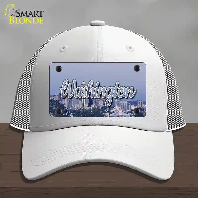 HAT19-MLP-11637 Washington Space Needle State Novelty License Plate Hat, Mesh - White