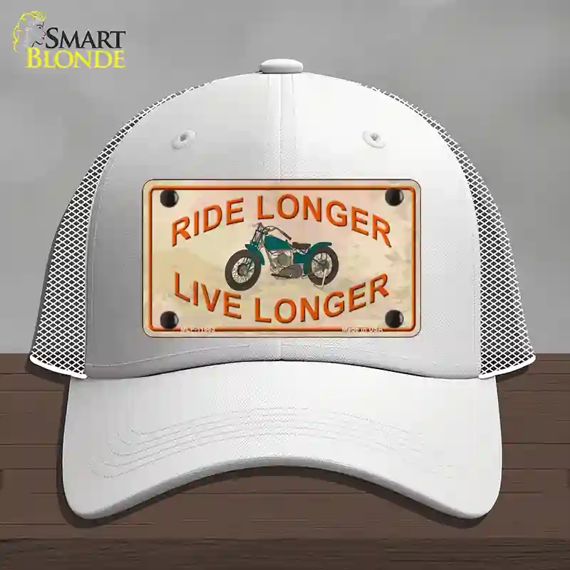 HAT19-MLP-11663 Ride Longer Live Longer Novelty License Plate Hat, Mesh - White