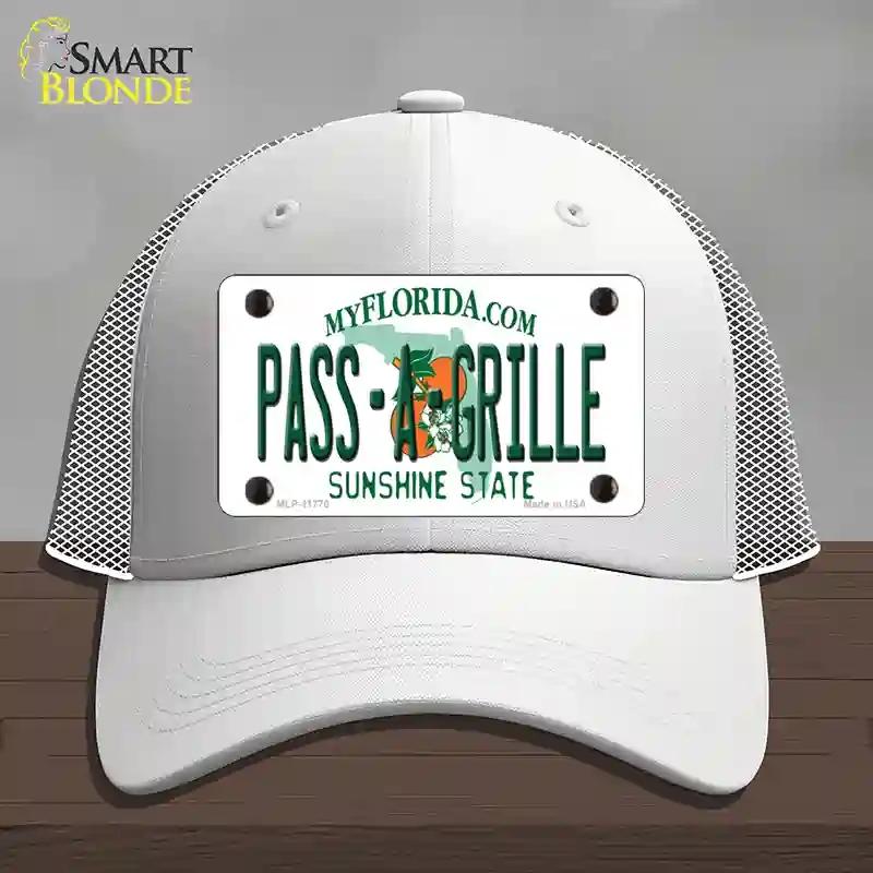HAT19-MLP-11770 Pass a Grille Florida Novelty License Plate Hat, Mesh - White