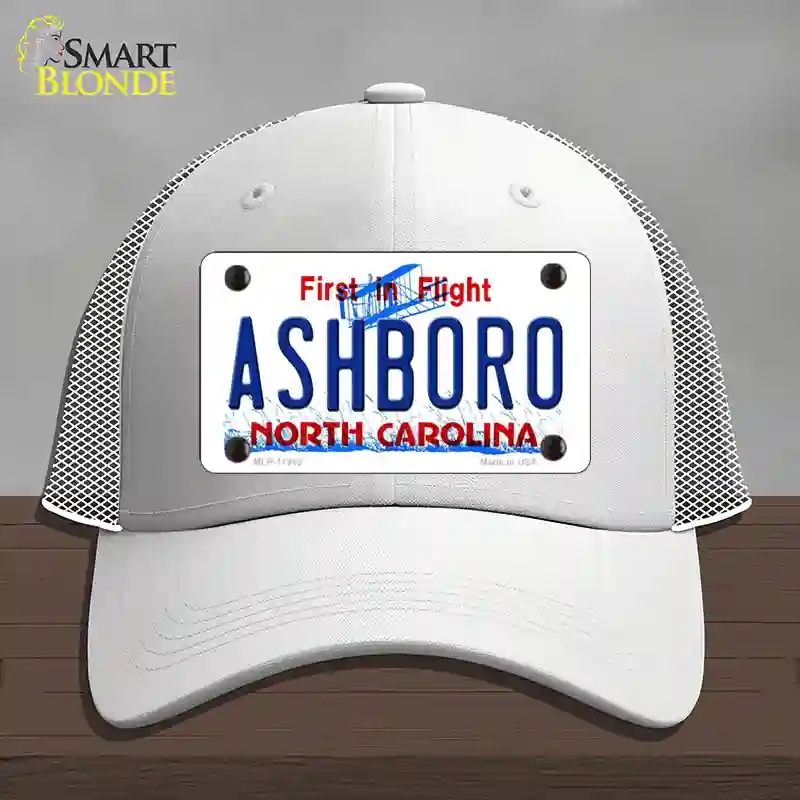 HAT19-MLP-11843 Ashboro North Carolina Novelty License Plate Hat, Mesh - White