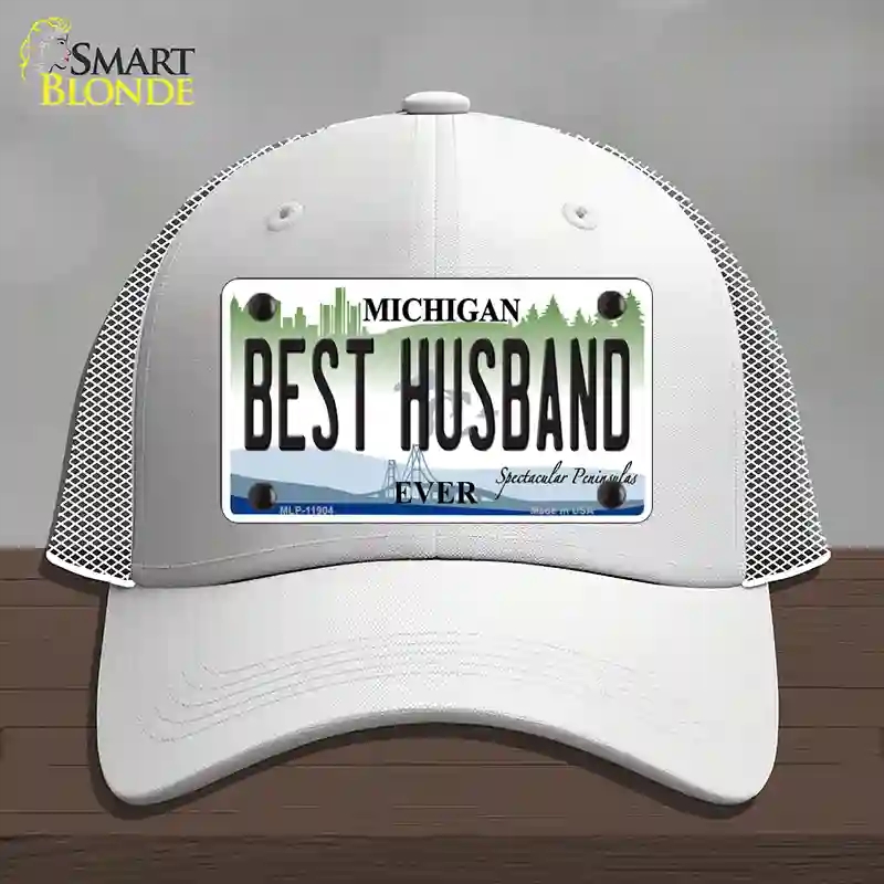 HAT19-MLP-11904 Michigan Best Husband Novelty License Plate Hat, Mesh - White