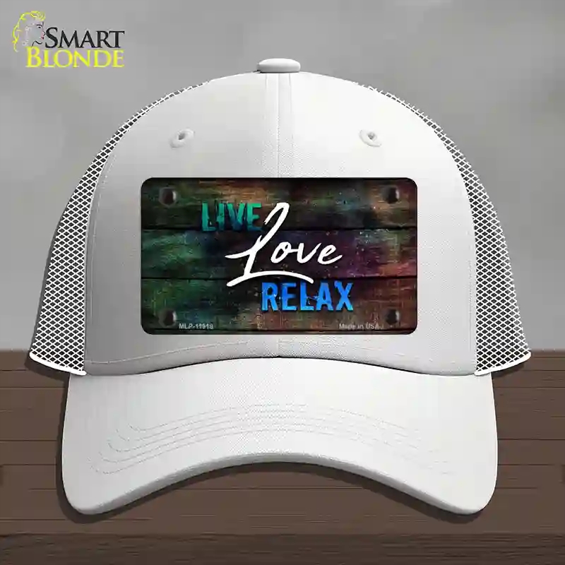 HAT19-MLP-11918 Live Love Relax Novelty License Plate Hat, Mesh - White