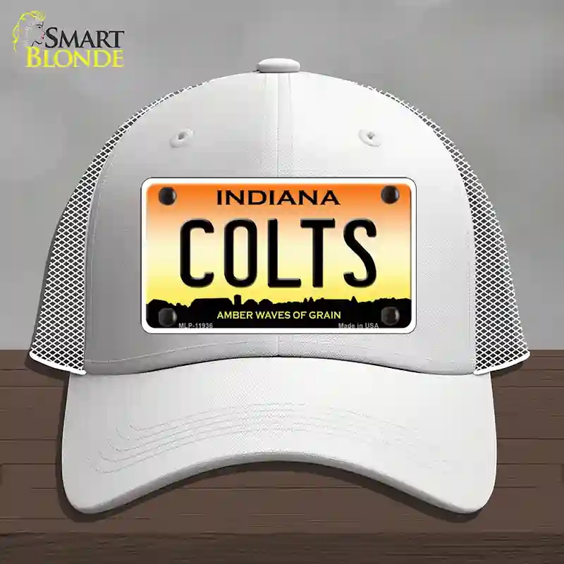 HAT19-MLP-11936 Indiana Colts Novelty License Plate Hat, Mesh - White