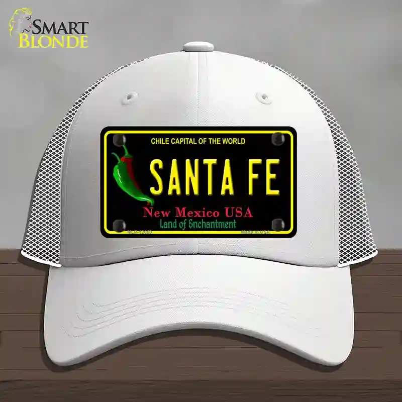 HAT19-MLP-12050 Santa Fe Black   Mexico Novelty License Plate Hat, Mesh - White