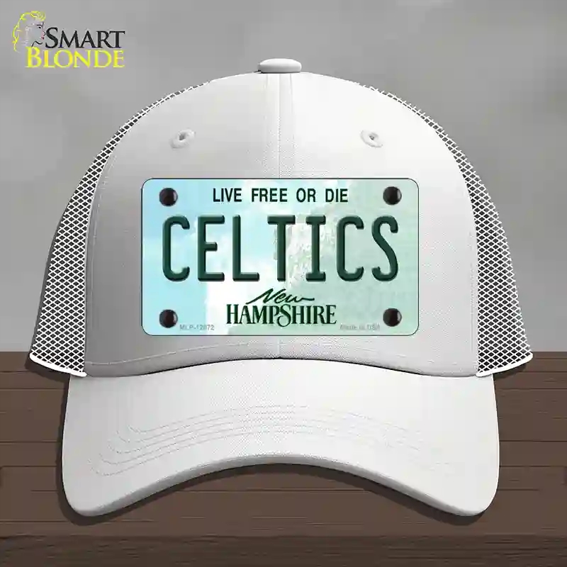 HAT19-MLP-12072 Celtics   Hampshire State Novelty License Plate Hat, Mesh - White
