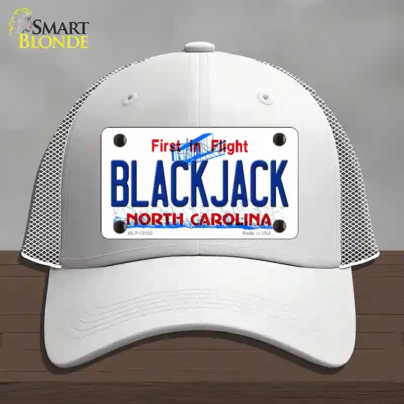 HAT19-MLP-12102 Blackjack North Carolina State Novelty License Plate Hat, Mesh - White