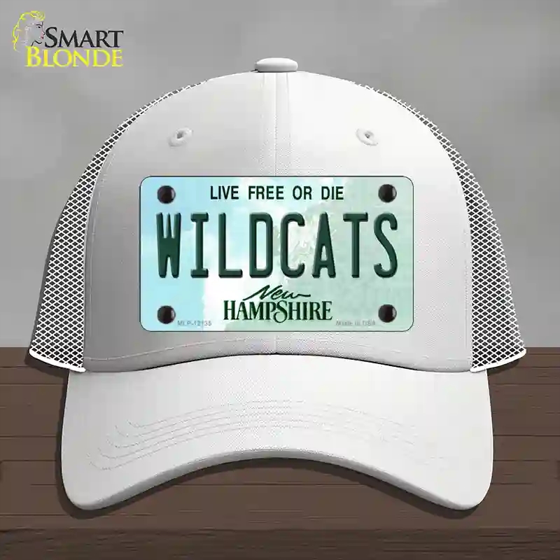 HAT19-MLP-12135 Wildcats   Hampshire Novelty License Plate Hat, Mesh - White