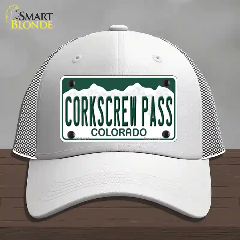 HAT19-MLP-12151 Corkscrew Pass Colorado Novelty License Plate Hat, Mesh - White