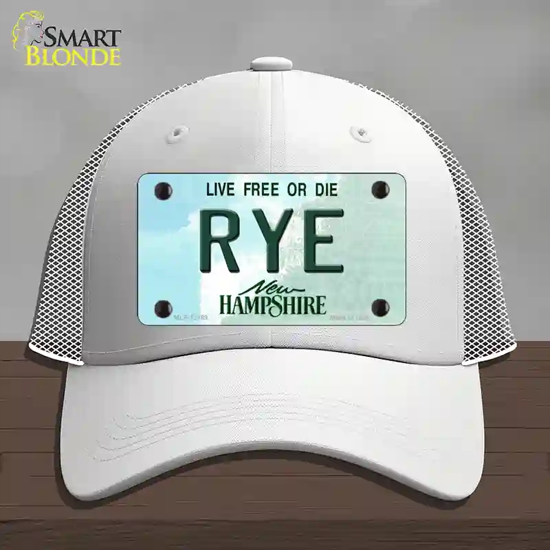 HAT19-MLP-12169 Rye   Hampshire Novelty License Plate Hat, Mesh - White