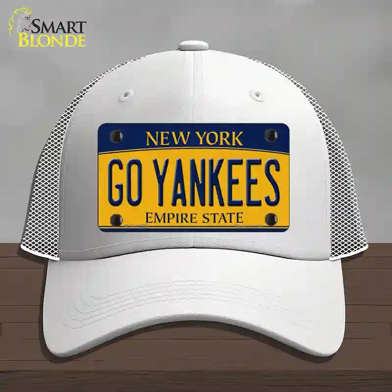 HAT19-MLP-12209 Go Yankees   York Novelty License Plate Hat, Mesh - White