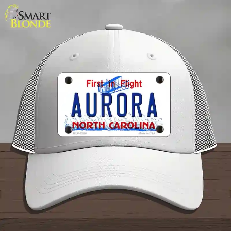 HAT19-MLP-12294 North Carolina Aurora Novelty License Plate Hat, Mesh - White