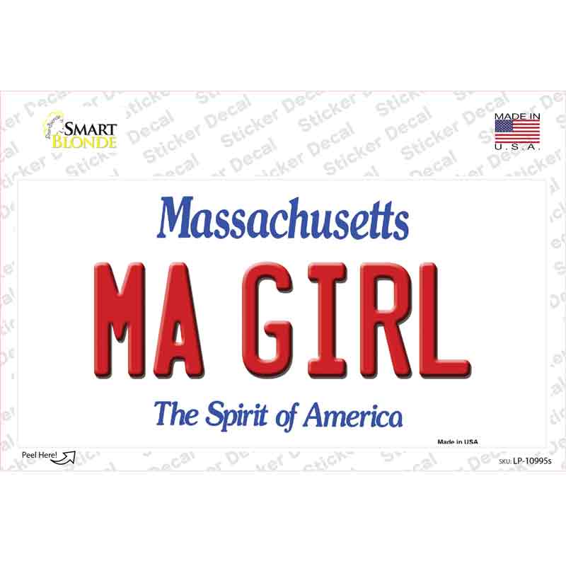 LP-10995s-M MA Girl Massachusetts Novelty Sticker Decal, Medium