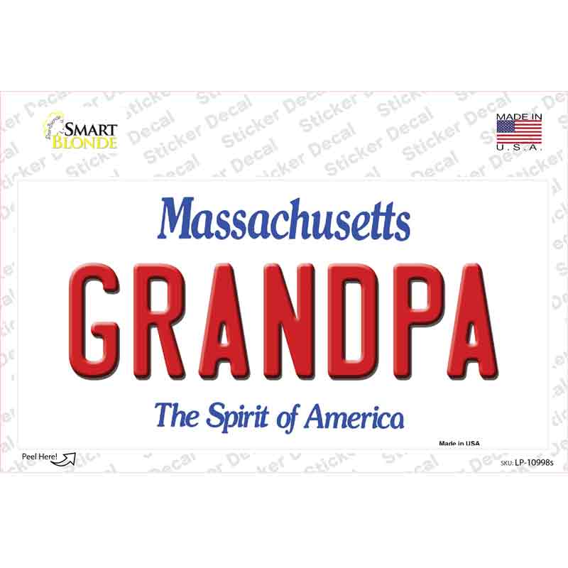 LP-10998s-M Grandpa Massachusetts Novelty Sticker Decal, Medium