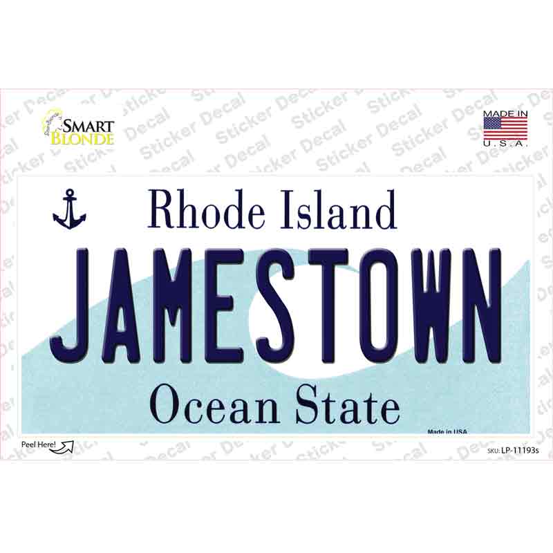LP-11193s-M Jamestown Rhode Island State Novelty Sticker Decal, Medium