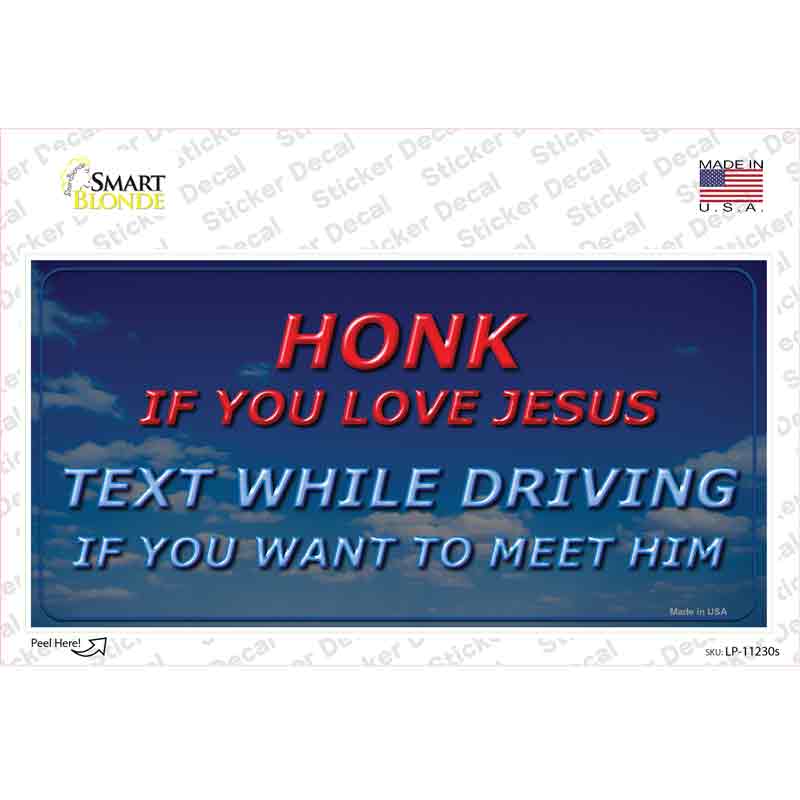 LP-11230s-M Honk If You Love Jesus Novelty Sticker Decal, Medium