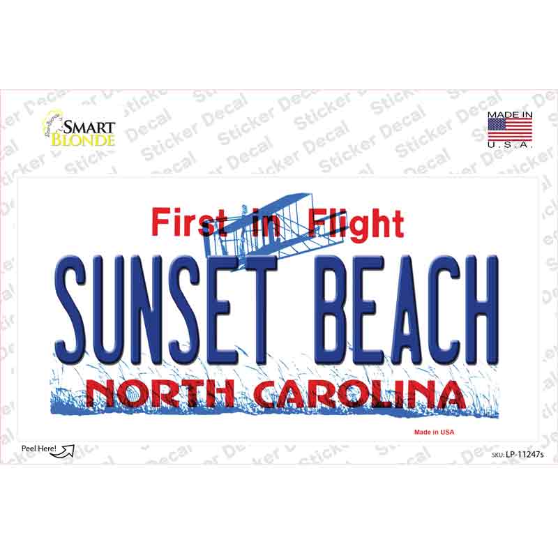 LP-11247s-M Sunset Beach North Carolina State Novelty Sticker Decal, Medium