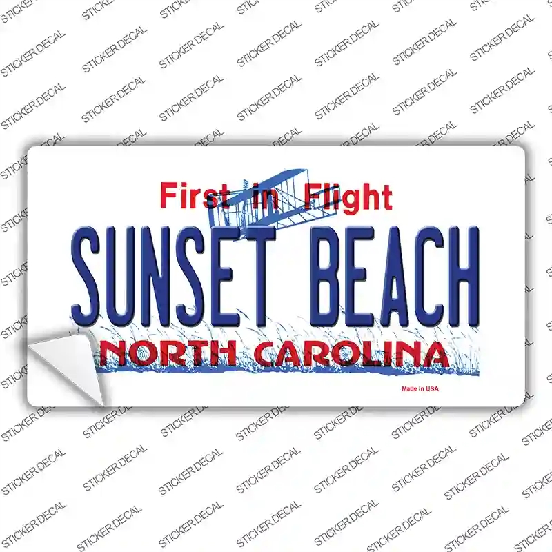 LP-11247s-S Sunset Beach North Carolina State Novelty Sticker Decal, Small