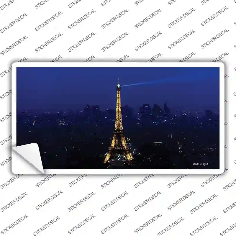 LP-11250s-XL Eiffel Tower Night with City Skyline Novelty Sticker Decal, Extra Large