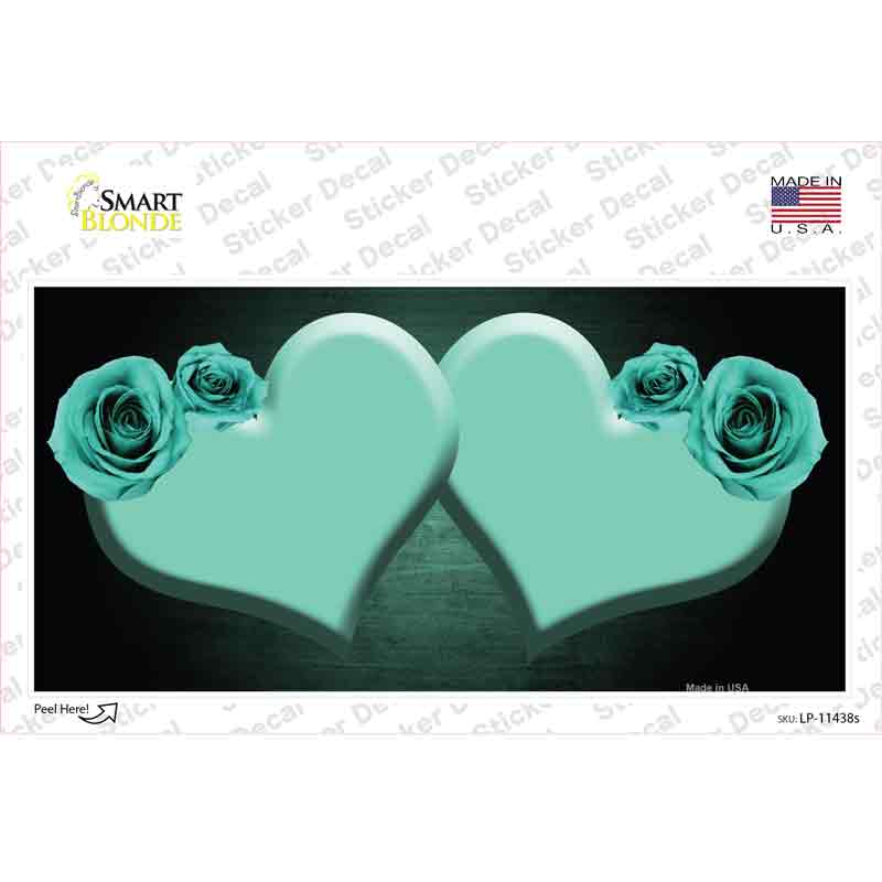 LP-11438s-M Hearts Over Roses in Mint Novelty Sticker Decal, Medium