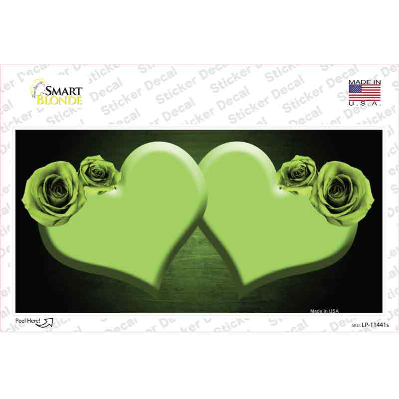 LP-11441s-M Hearts Over Roses in Lime Green Novelty Sticker Decal, Medium