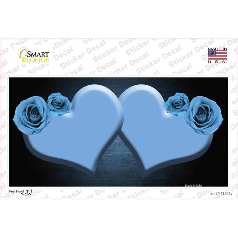 LP-11442s-M Hearts Over Roses in Light Blue Novelty Sticker Decal, Medium