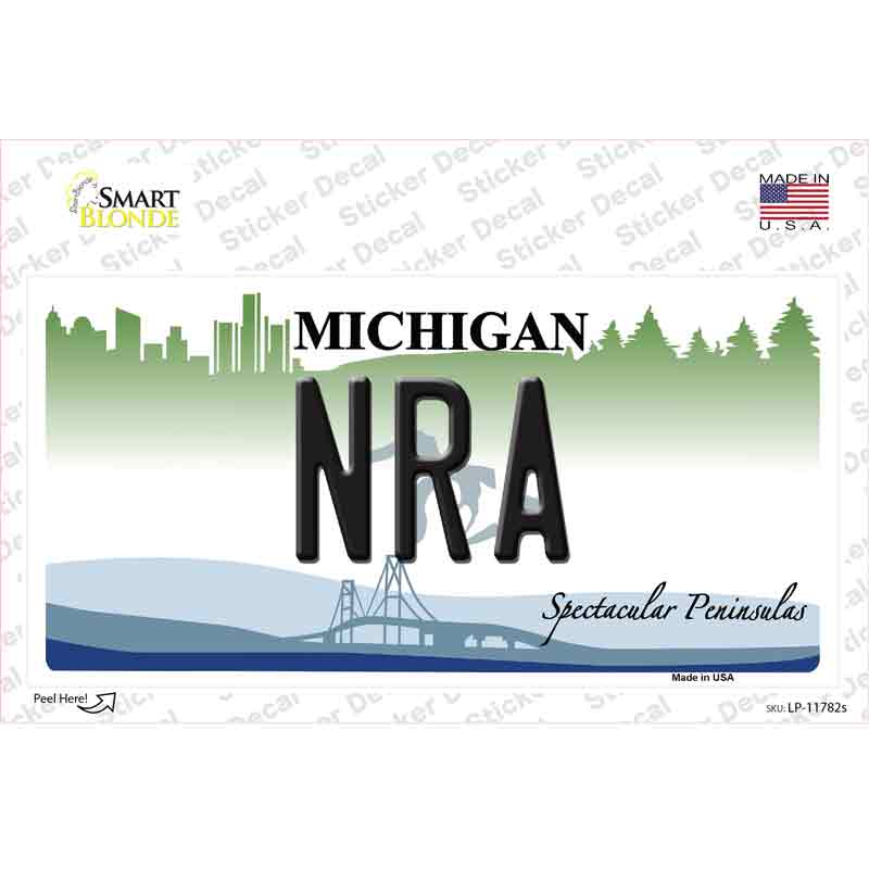 LP-11782s-M NRA Michigan Novelty Sticker Decal, Medium