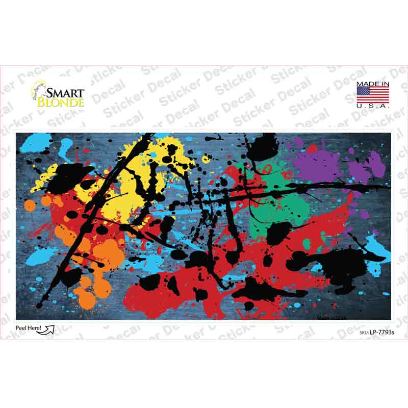 LP-7793s-M Light Blue Splatter Oil Rubbed Novelty Sticker Decal, Medium