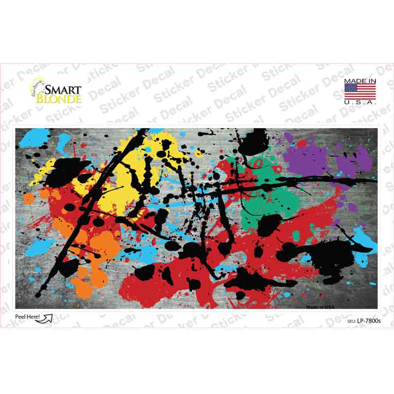 LP-7800s-M White Splatter Oil Rubbed Novelty Sticker Decal, Medium