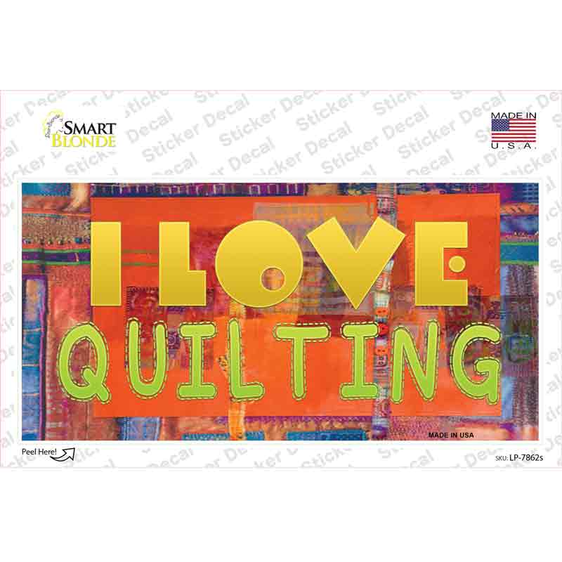 LP-7862s-M I Love Quilting Novelty Sticker Decal, Medium