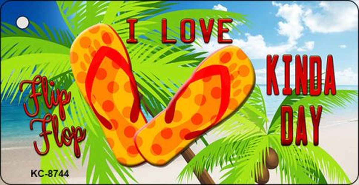 KC-8744 1.5 x 3 in. Flip Flop Kinda Day Novelty Metal Key Chain