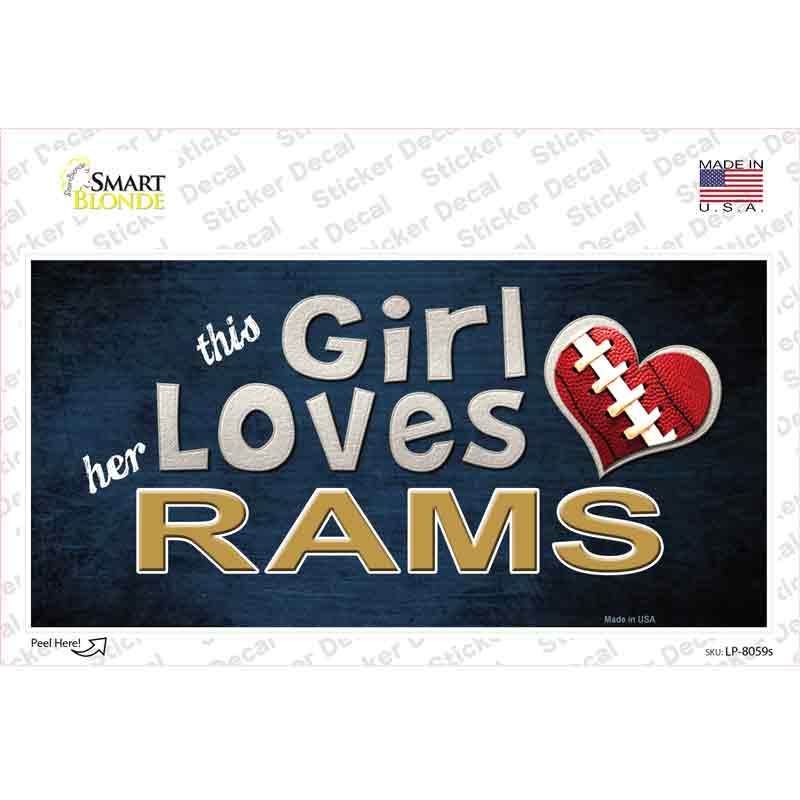 LP-8059s-M This Girl Loves Her Rams Novelty Sticker Decal, Medium