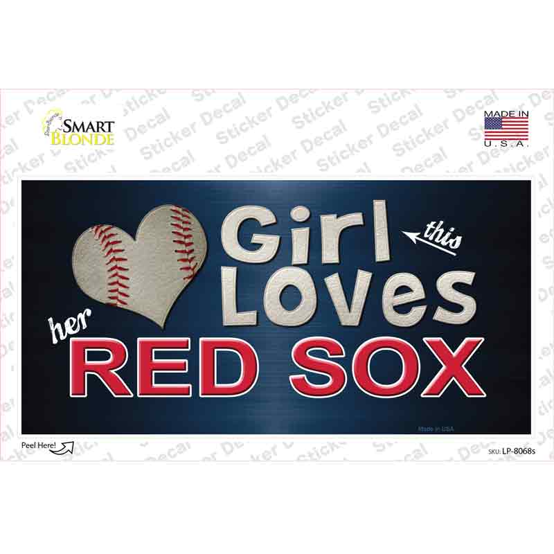 LP-8068s-M This Girl Loves Her Red Sox Novelty Sticker Decal, Medium