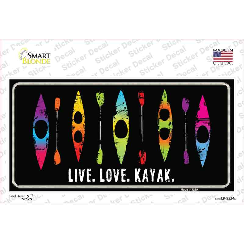 LP-8524s-M Live Love Kayak Novelty Sticker Decal, Medium