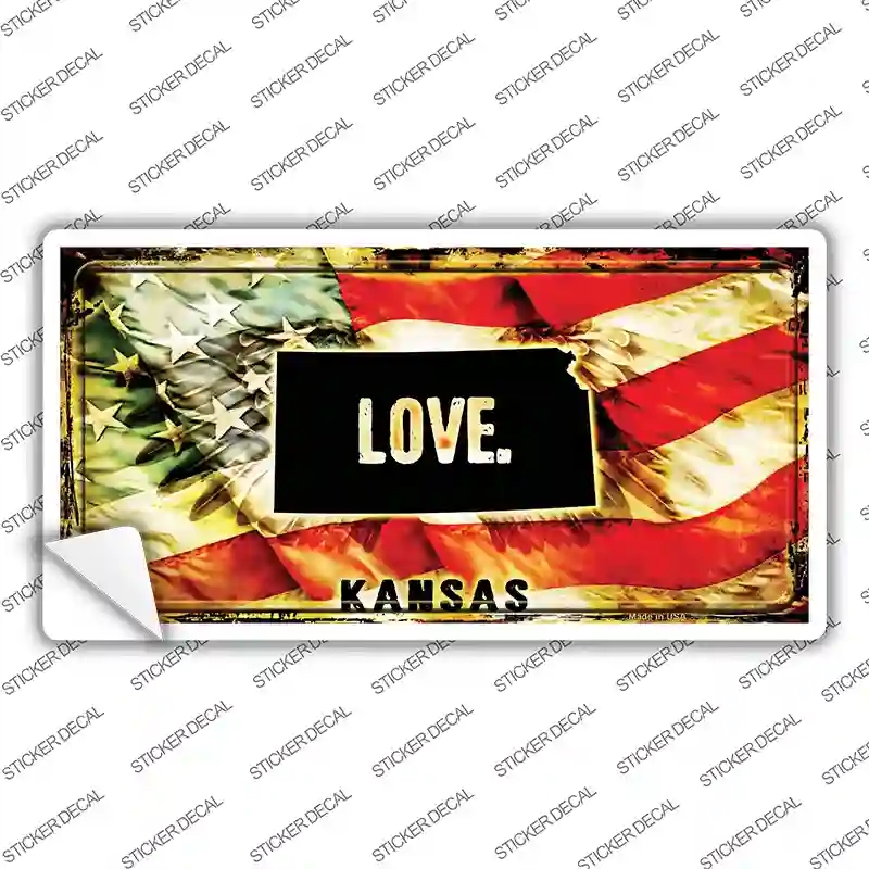 LP-8602s-XL Kansas Love Novelty Sticker Decal, Extra Large