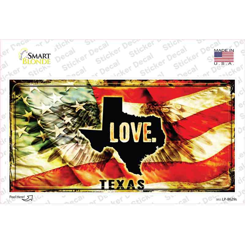 LP-8629s-M Texas Love Novelty Sticker Decal, Medium