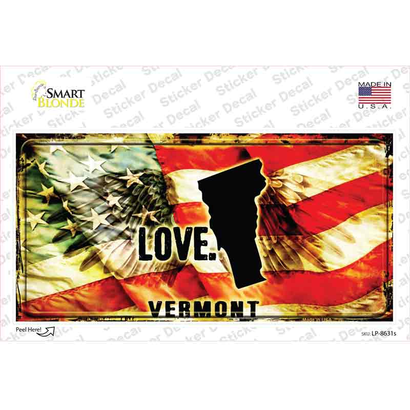 LP-8631s-M Vermont Love Novelty Sticker Decal, Medium