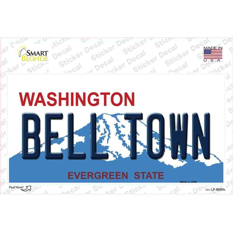 LP-8684s-M Bell Town Washington Novelty Sticker Decal, Medium