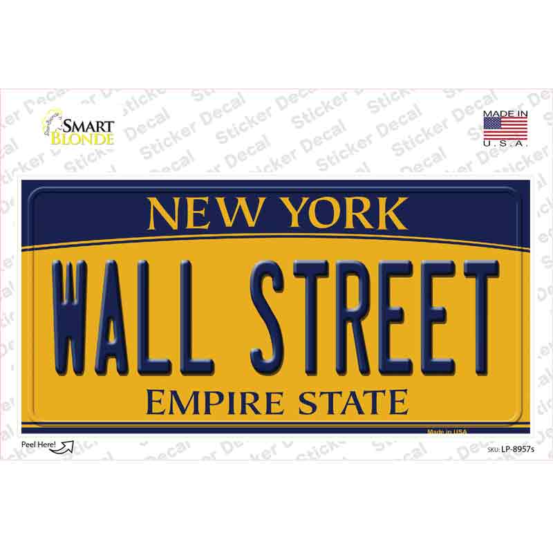 LP-8957s-M Wall Street   York Novelty Sticker Decal, Medium