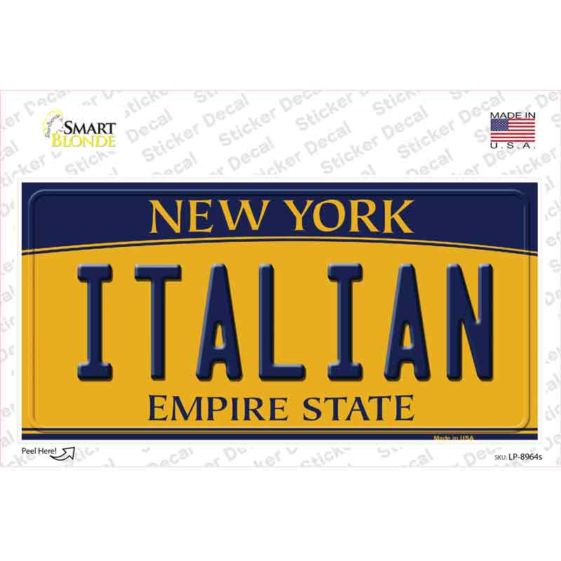 LP-8964s-M Italian   York Novelty Sticker Decal, Medium
